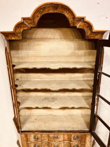 Small Antique burr walnut cabinet on stand.