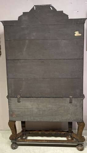Small Antique burr walnut cabinet on stand.