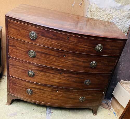 Georgian mahogany bow fronted chest of drawers.