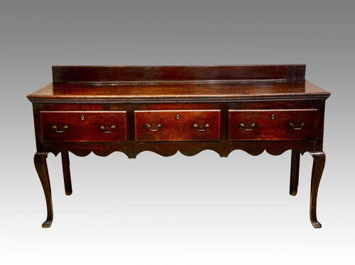 Georgian Welsh oak cabriole leg dresser base.