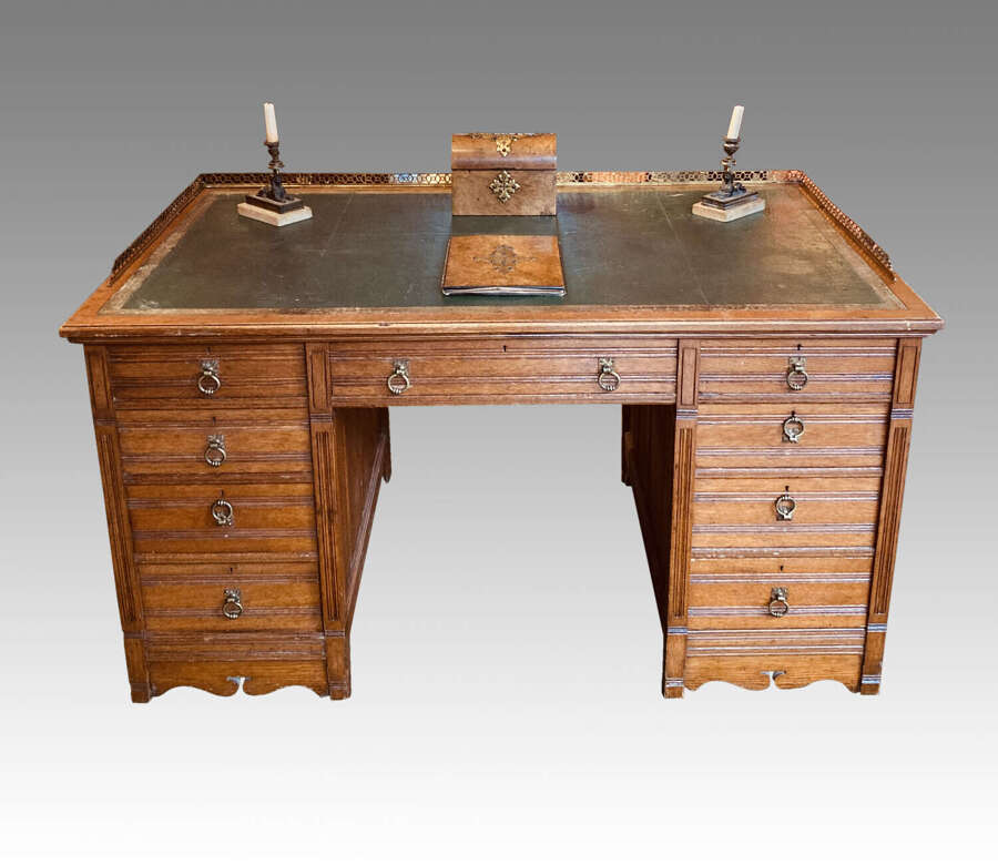 Gillow &Co Aesthetic Movement oak library desk.