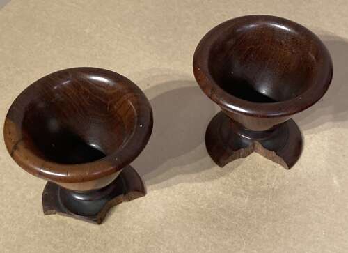 Late Georgian lignum and mahogany revolving egg cruet.