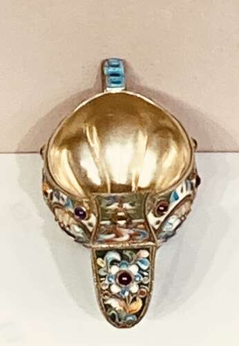 Russian silver gilt and enamel kovsch.