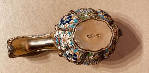 Russian silver gilt and enamel kovsch.