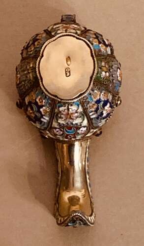 Russian silver gilt and enamel kovsch.