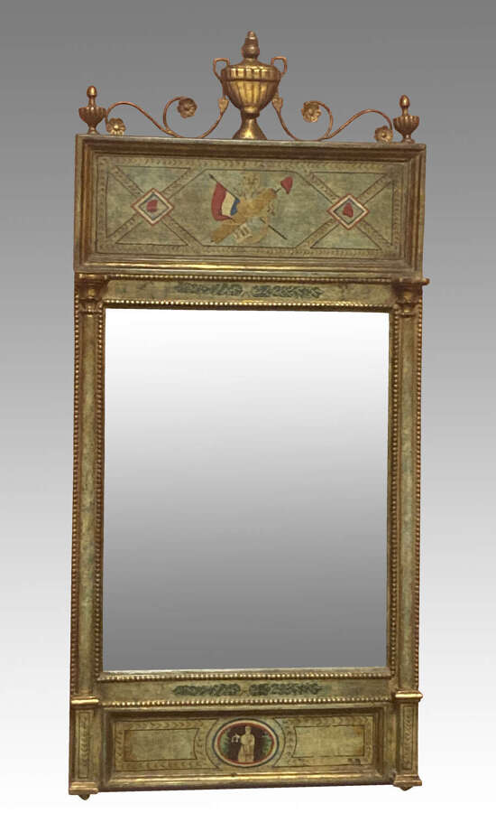 French painted and gilded pier mirror.