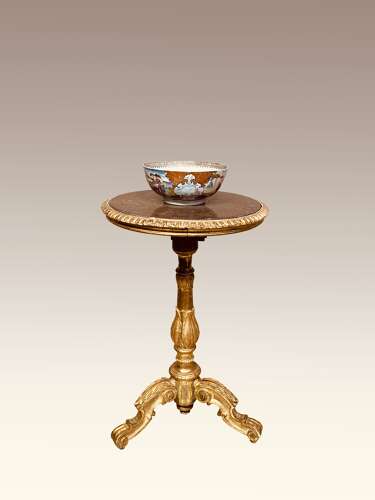 19th century circular carved giltwood marble topped table.