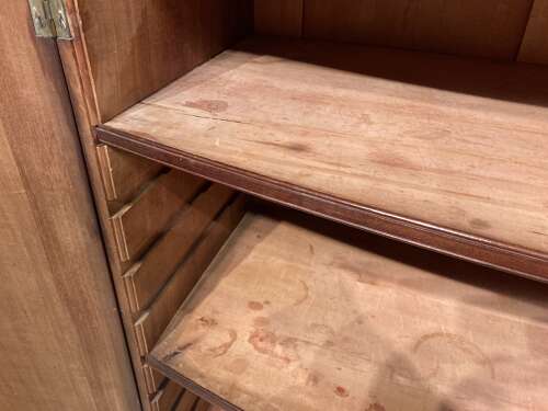 Georgian mahogany bow fronted linen cupboard.