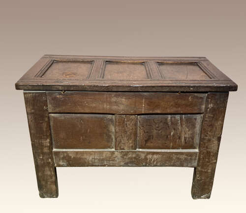 Small Charles 1 carved oak coffer.