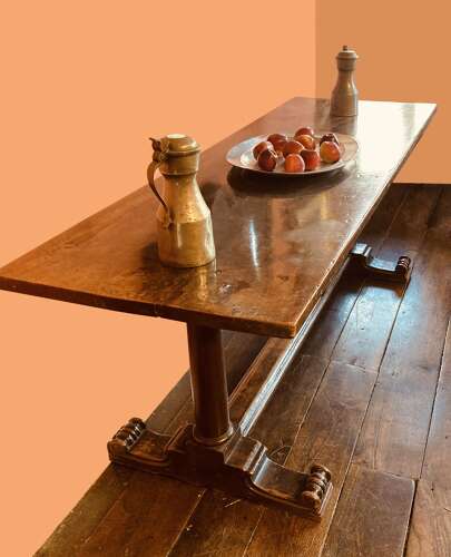 18th century walnut refectory dining table.