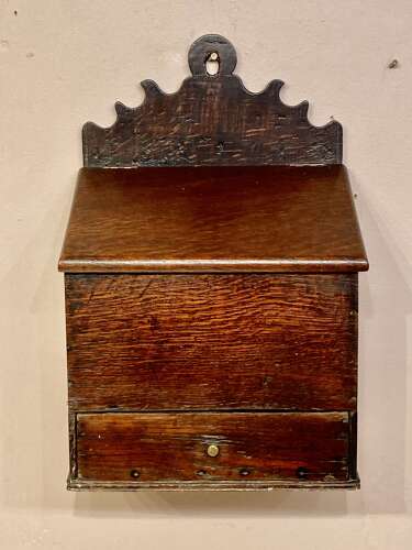 Welsh oak hanging candle box.
