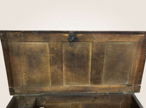 Charles II carved oak coffer.