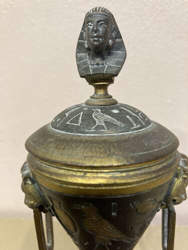 French Egyptian Revival bronze inkwell.