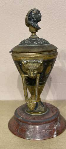 French Egyptian Revival bronze inkwell.