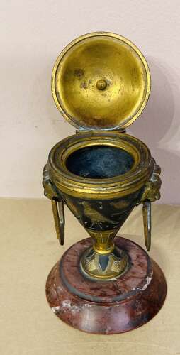 French Egyptian Revival bronze inkwell.