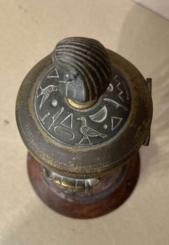 French Egyptian Revival bronze inkwell.