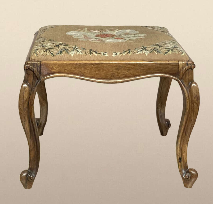Victorian rosewood cabriole leg dressing stool.