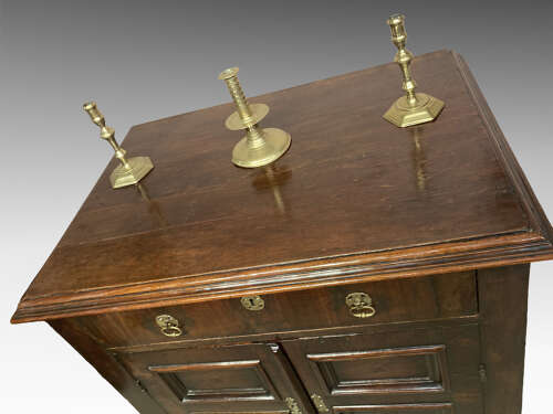 Early walnut two door cupboard.