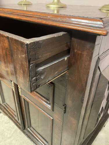 Early walnut two door cupboard.