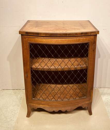 Small Regency bow fronted mahogany side cabinet.