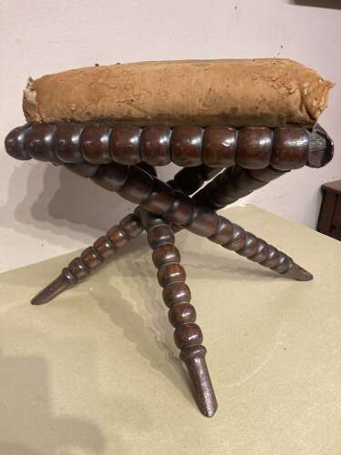 Late Georgian mahogany bobbin turned stool.