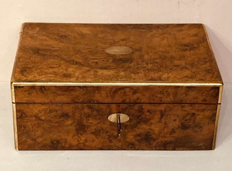Late Georgian burr walnut writing slope.