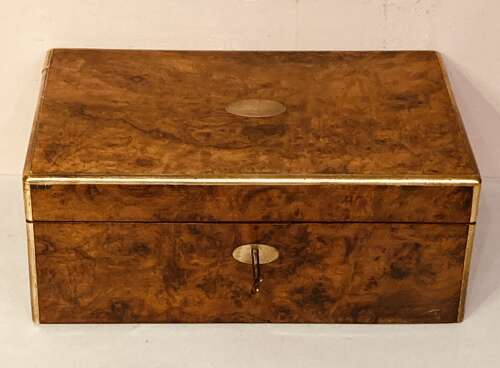 Late Georgian burr walnut writing slope.