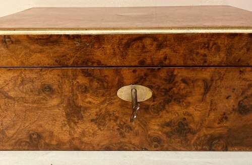 Late Georgian burr walnut writing slope.