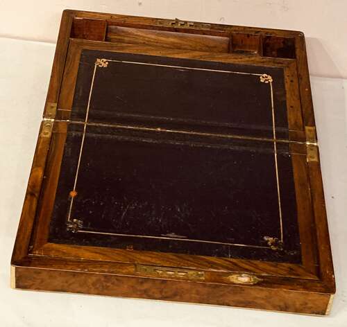 Late Georgian burr walnut writing slope.