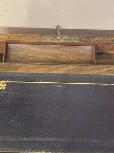 Late Georgian burr walnut writing slope.