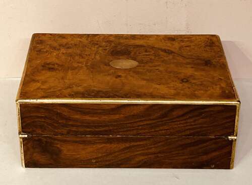Late Georgian burr walnut writing slope.