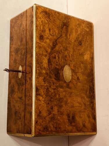 Late Georgian burr walnut writing slope.
