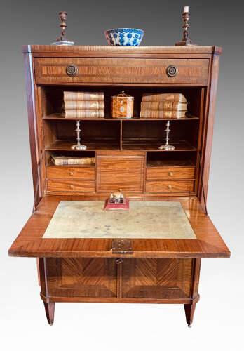 Satinwood and rosewood fall front escritoire.