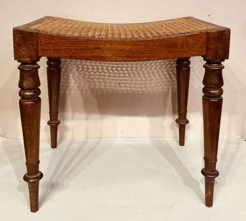 Georgian mahogany saddle seat dressing stool.