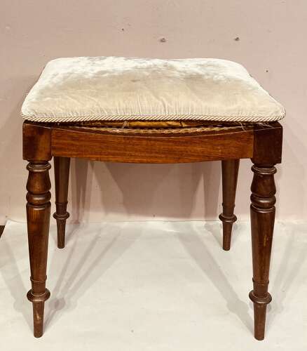 Georgian mahogany saddle seat dressing stool.