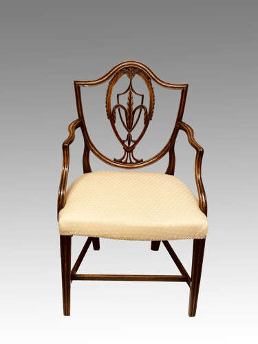 Hepplewhite carved mahogany armchair.