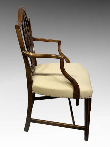 Hepplewhite carved mahogany armchair.