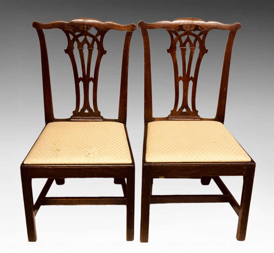 Pair of Georgian mahogany side chairs.