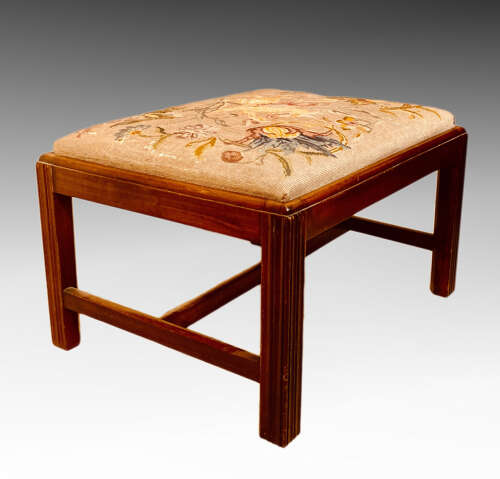 Antique mahogany dressing stool.