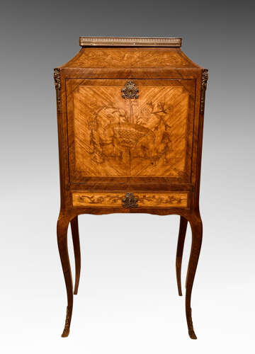 Small French kingwood and marquetry escritoire.