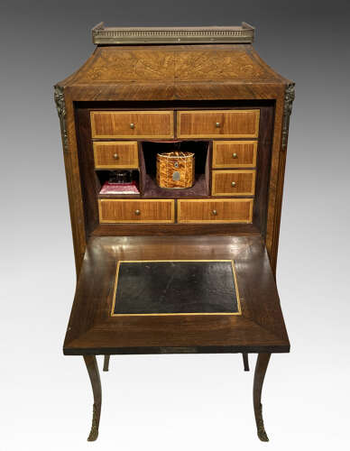 Small French kingwood and marquetry escritoire.