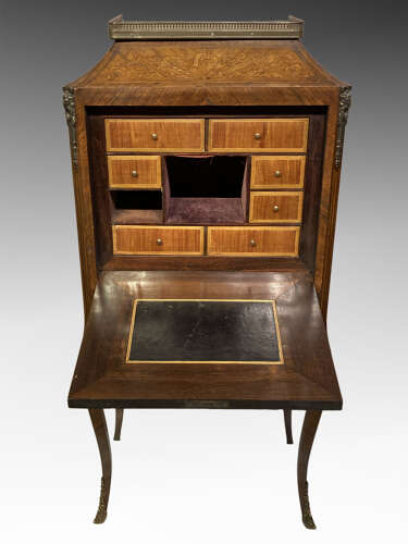 Small French kingwood and marquetry escritoire.
