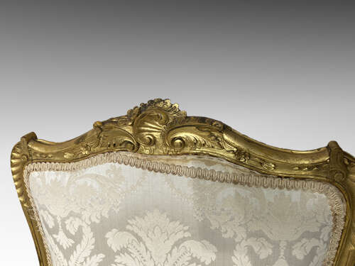 Pair of French carved giltwood armchairs.