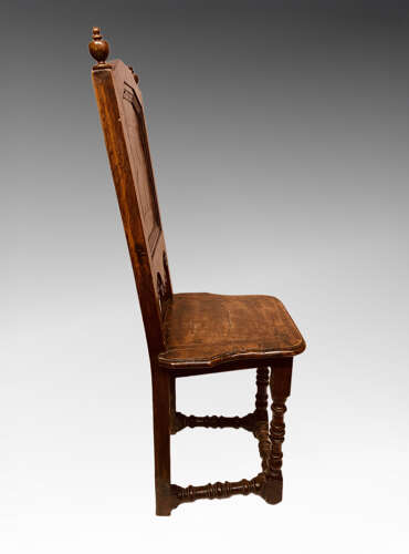 Pair of early continental walnut side chairs.