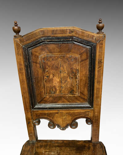 Pair of early continental walnut side chairs.